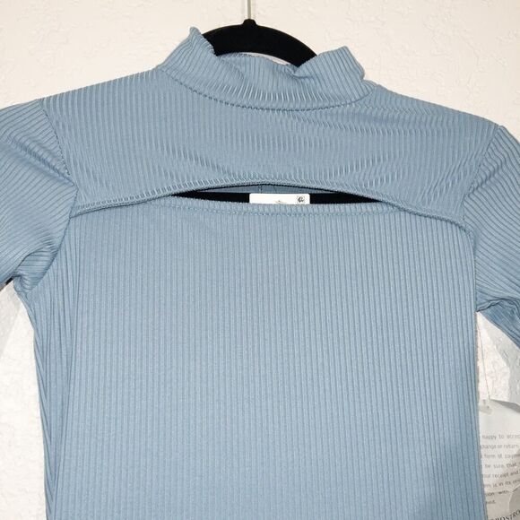 NWT Velvet Torch Dusk Blue Bodycon Ribbed Cut Out Dress Size XS - Picture 3 of 7